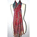 Merino Wool Turquoise/ Red Scarf (India)