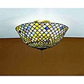 Tiffany-style Stained Glass Fishscale Flush-mount Fixture