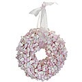 Small Pink Faux Hydrangea Wreath with Ribbon