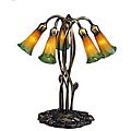 Lily Amber/ Green Tiffany-style Lamp
