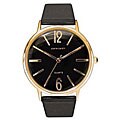 Pierre Cardin Men's Goldtone Black Leather Watch
