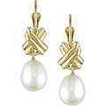 14k Yellow Gold Freshwater Rice Pearl Drop Earrings (6.5-7 mm)