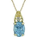 10k Gold Blue Topaz and Diamond Accent Necklace