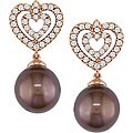 18k Gold 1/2ct TDW Diamond/ Brown FW Pearl Earrings (G-H, I1) (9-10 mm)