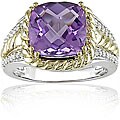 14k Gold and Silver 1/5ct TDW Diamond and Amethyst Ring