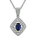 14k Gold Diamond and Blue Sapphire Necklace