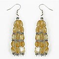 Silver Yellow Citrine Triple-strand Dangle Earrings (Thailand)