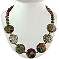 Handmade Silver Bead and Unakite Jasper Necklace (Thailand)