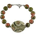 Handmade Silver Bead Unakite Jasper Bracelet (Thailand)