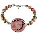 Handmade Pink Rhodonite and Silver Flower Bracelet (Thailand)