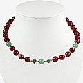 Handmade Indian Red Ruby Quartz and Agate Silver Necklace (Thailand)