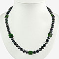 Handmade Silver Black FW Pearl and Jade Necklace (Thailand)