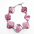 Handmade Silver Pink Seashell Bracelet (Thailand)