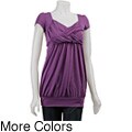 Soprano Solid Knit Criss-cross V-neck Top