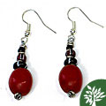 Red Amber-resin Bead Earrings (Kenya)