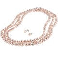 Sterling Silver Pink Freshwater Pearl Jewelry Set (7-8 mm)