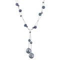 Sterling Silver Black Freshwater Coin Pearl Necklace (13-14 mm)