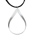 Argento Vino Sterling Silver Textured Teardrop Ribbon Necklace