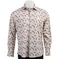 Equilibrio Men's Embroidered Fancy Woven Sport Shirt