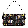 Fendi Black/ Multicolor Embroidered Baguette