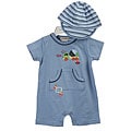 Minibasix Newborn Boy 2-piece Romper and Hat Set 