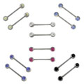 Surgical Steel 2-crystal Nipple Barbells (Set of 2)