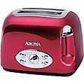 Aroma Red Art Deco Wide Slot 2-slice Toaster