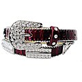 Sharona Women's Rhinestones Jewels Red Skinny Belt