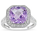 14k Gold Amethyst and 1/10ct TDW Diamond Ring