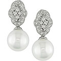 18k Gold South Sea Pearl and 3/8ct TDW Diamond Earrings (10-11 mm) (HIJ, I1-I2)