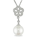 14k White Gold South Sea Pearl and 1/4ct TDW Diamond Necklace (11-12 mm)
