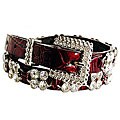 Sharona Women's Crystal Square Red Skinny Belt