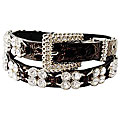Sharona Women's Crystal Square Brown Skinny Belt