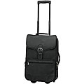 Black Leather Rolling Upright Carry-On Bag Luggage