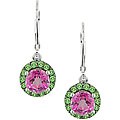 10k White Gold Pink Topaz and Tzavorite Earrings