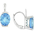 10k Gold Oval Blue Topaz Leverback Earrings