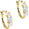 14k Gold Mercury Mist Three-stone Hoop Earrings