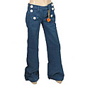 Dittos Women's Flap Front Blue Denim Pants