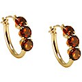 14k Gold Garnet Three-stone Hoop Earrings
