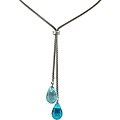 14k White Gold Blue Topaz Lariat Necklace
