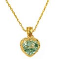 10k Gold Blue Topaz Heart-shape Crown Necklace