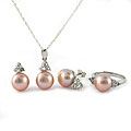 Sterling Silver Freshwater Pearl Jewelry Set (9-10 mm)