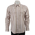FINAL SALE Michael Brandon Men's Brown Tonal Stripe Shirt