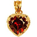 10k Gold Garnet Heart Crown Necklace