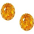 10k Yellow Gold Oval Citrine Crown Earrings 