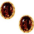 10k Yellow Gold Garnet Crown Earrings