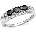 Sterling Silver Blue Sapphire and Diamond Accent Ring