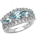 Sterling Silver Blue and White Topaz Ring (Size 6)