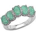 Sterling Silver Emerald 5-stone Ring (Size 7)