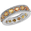 Sterling Silver Orange Sapphire Eternity Band (Size 7)